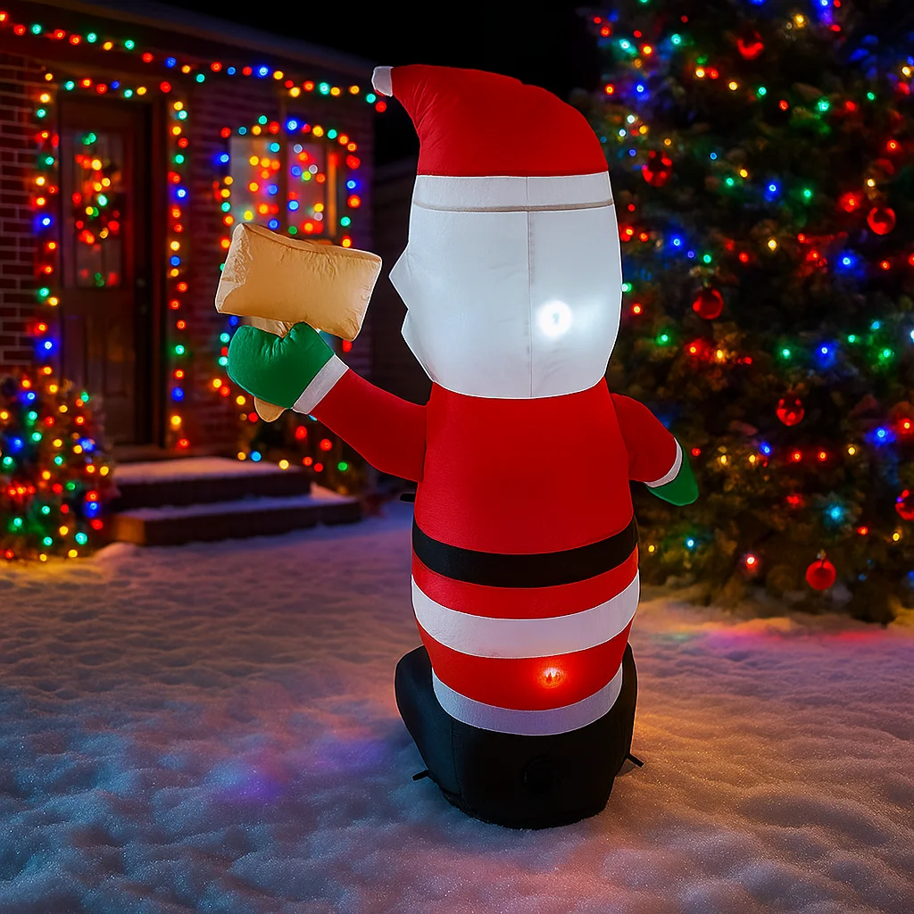 Decorazioni natalizie da 4 piedi Babbo Natale gonfiabile con cartello giocattoli ornamenti da cortile per la casa con decorazioni a LED giocattolo per decorazioni per feste di Natale