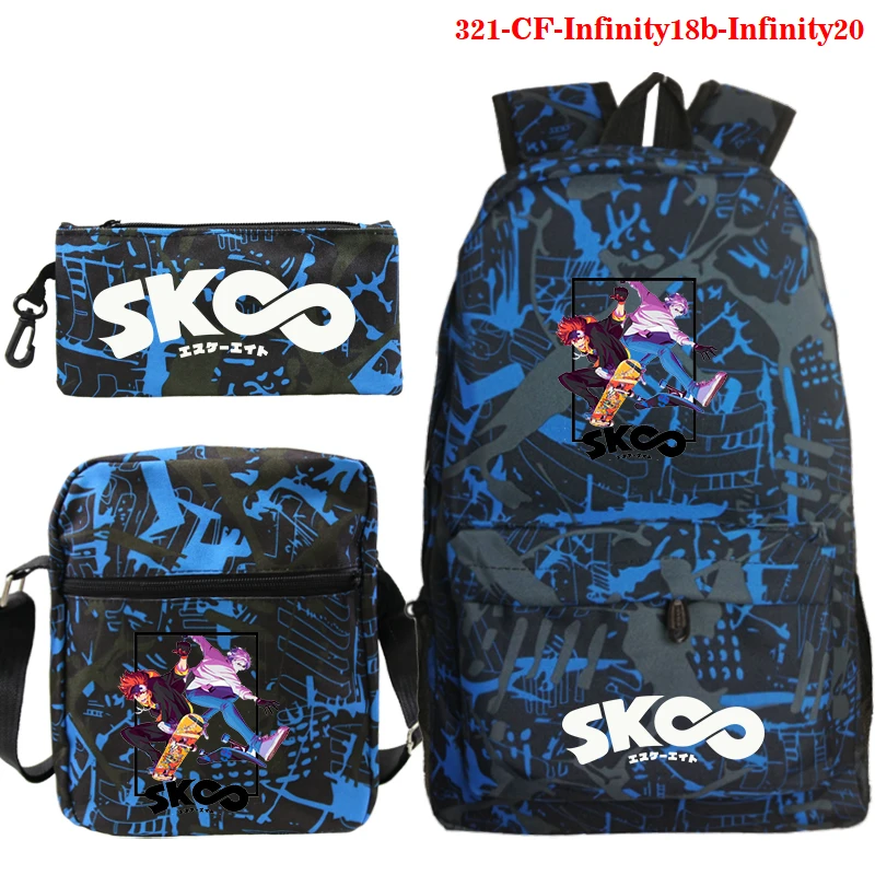 

3Pcs/Set Backpack SK8 the Infinity Backpacks School Bags Canvas Bags teens back to School Shoulder Bag Pencil Case Girls Boys