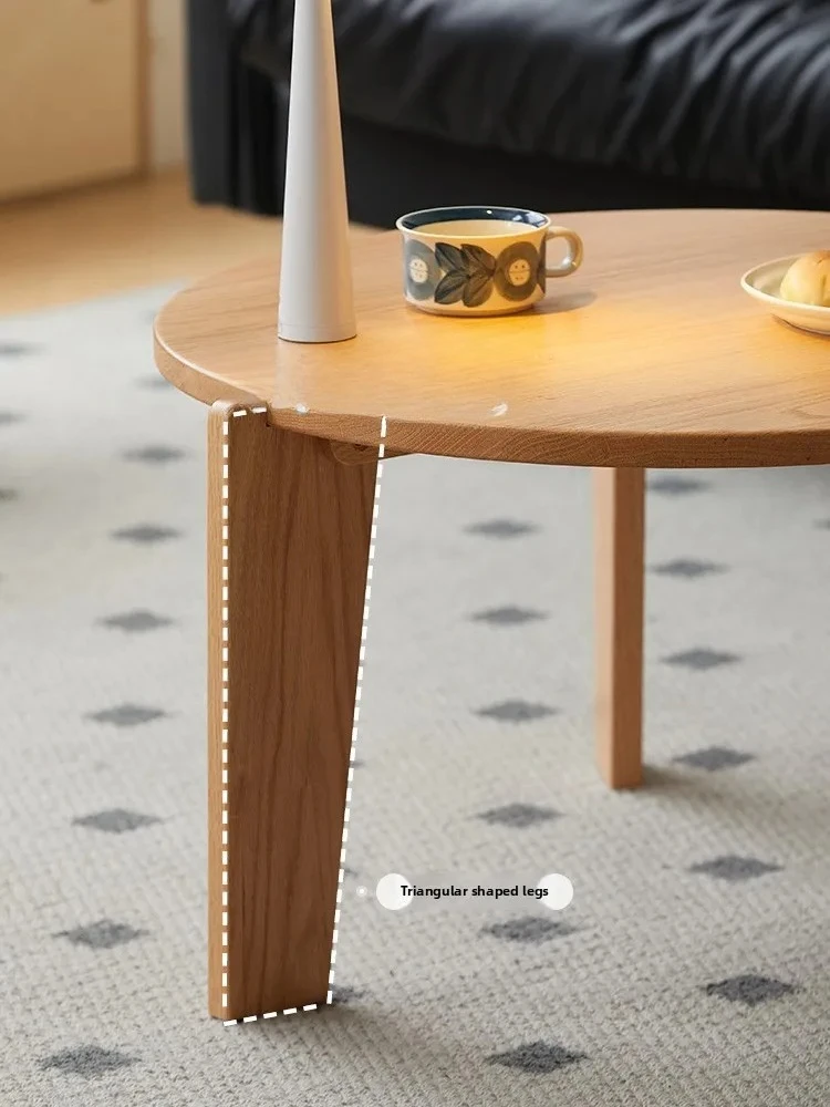 ZZ غرفة المعيشة المنزلية الخشب الصلب طاولة القهوة المستديرة القرون الوسطى شقة صغيرة طاولة القهوة B & B وابي سابي طاولة القهوة الرياح #2