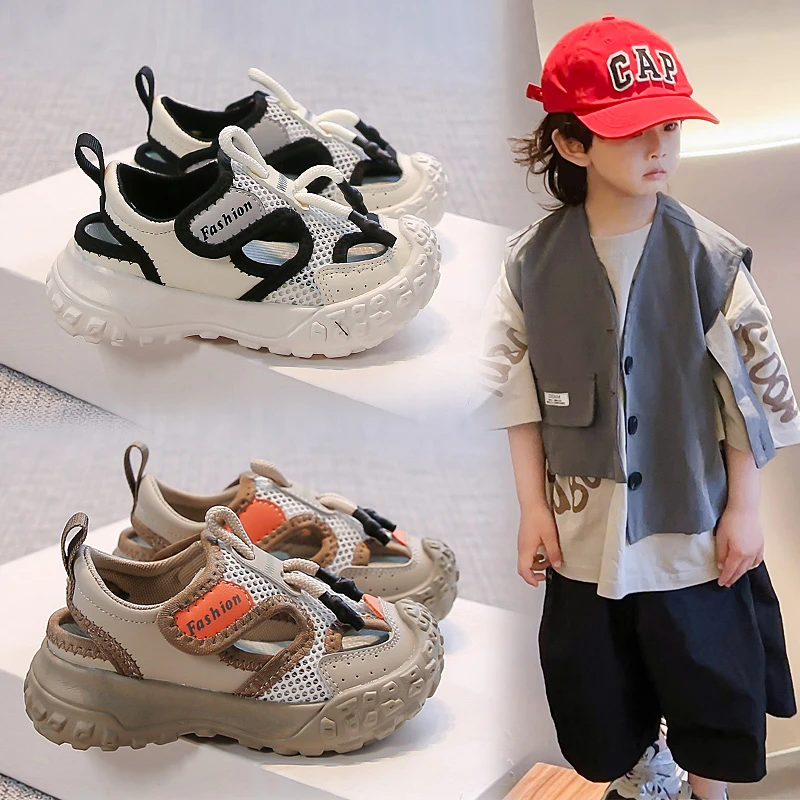 

Summer Kids Casual Shoes for Boys Girls Breathable Mesh Anti-slippery Toddler Sports Sandals Cut-outs School Running Sneakers