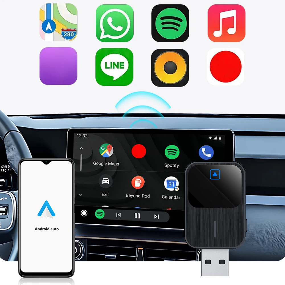 Беспроводной Android Auto и CarPlay 2 в 1, ключ USB-C/USB AI Box с автоматическим подключением, голосовое управление для OEM-проводного Carplay Android Auto Car