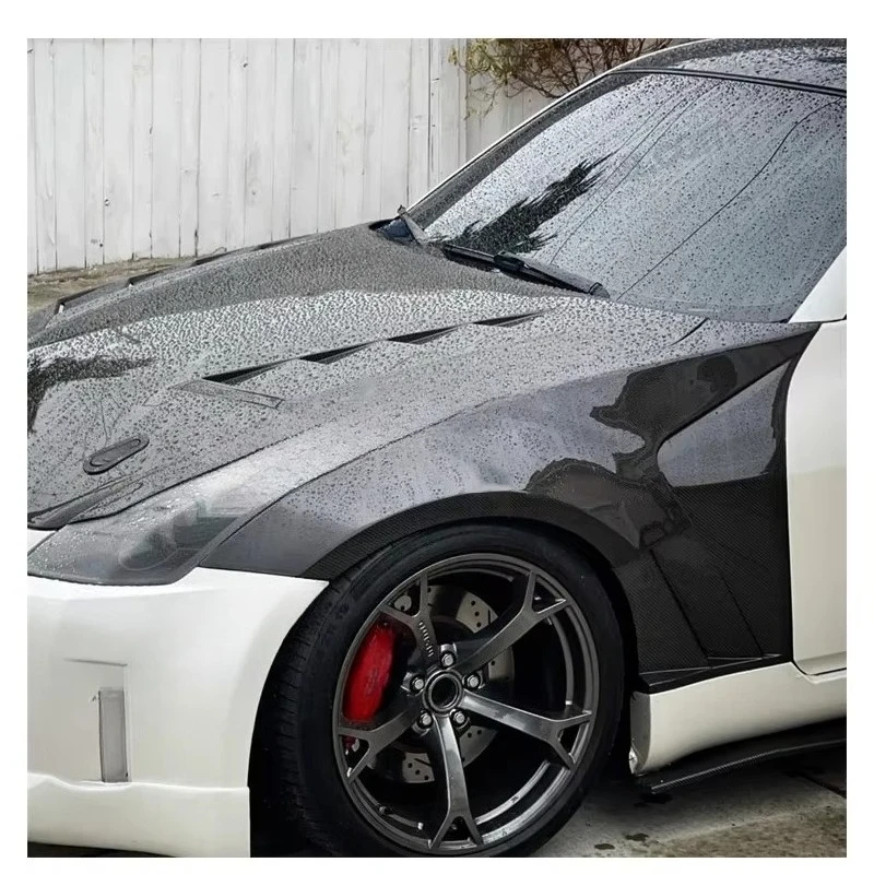 Customized Black Honeycomb Carbon Fiber Front Vented Bumper Fender for 370Z Z34 2010 Carbon Fenders Vent Bodykit Upgrade 6