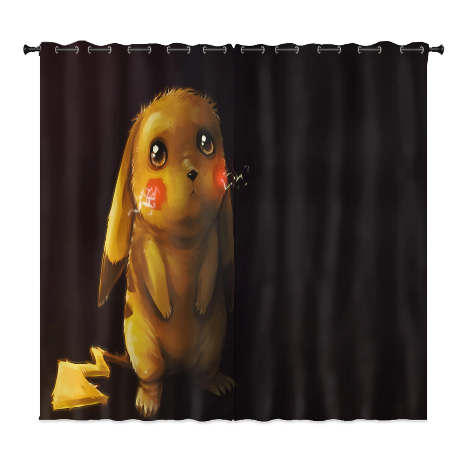 

Pikachu Curtain 100% Polyester Cartoon Shade Cute Curtains Bedroom Living Room Home Window 2 Tablets Decoration Sets