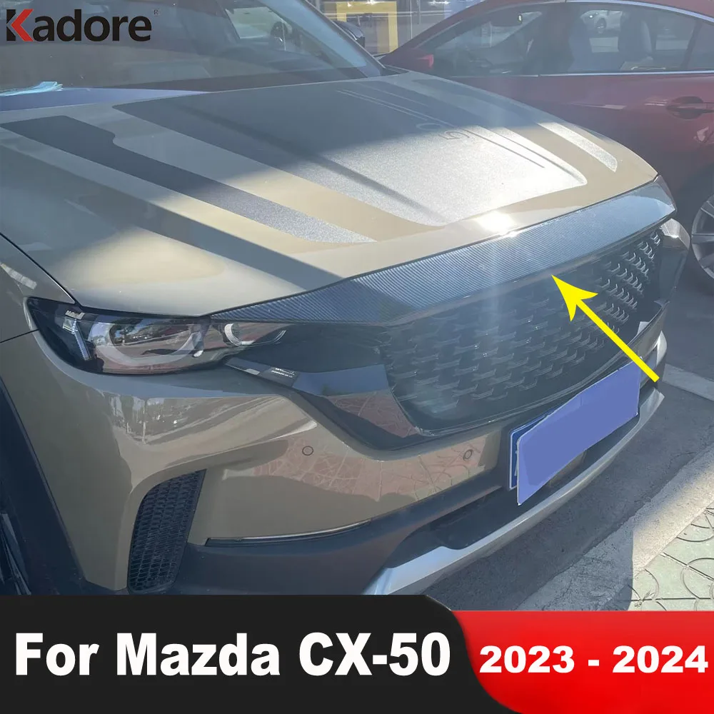 Dla Mazda CX50 CX-50 SUV 2023 2024 z włókna węglowego przednia maska samochodowy pokrywa silnika wykończenie górnej kratki Grill listwa do