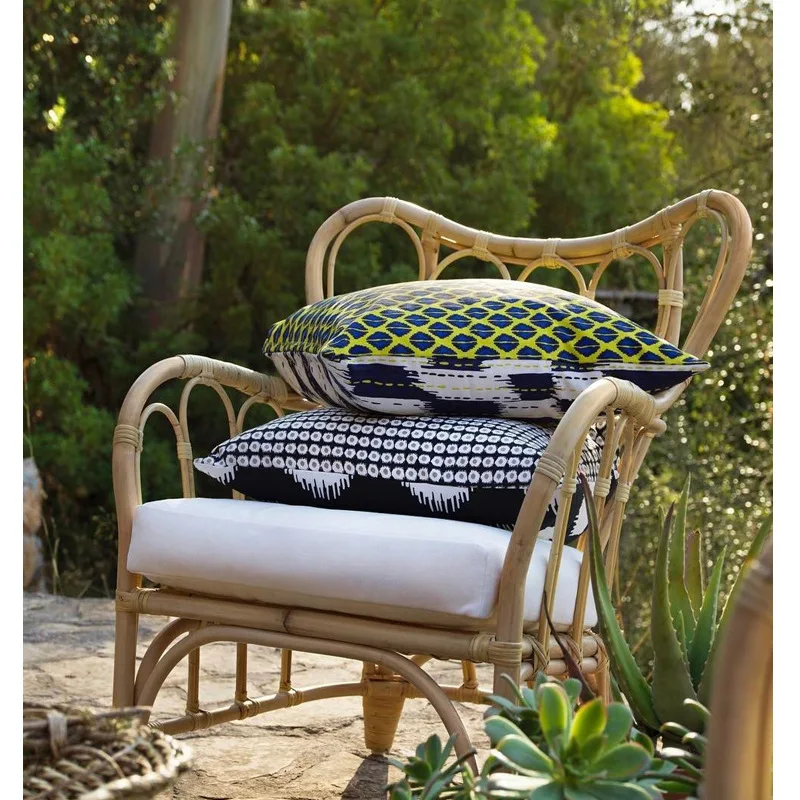 European garden rattan chair – outdoor beach style, Nordic leisure armchair; living room, garden furniture, sofa-style