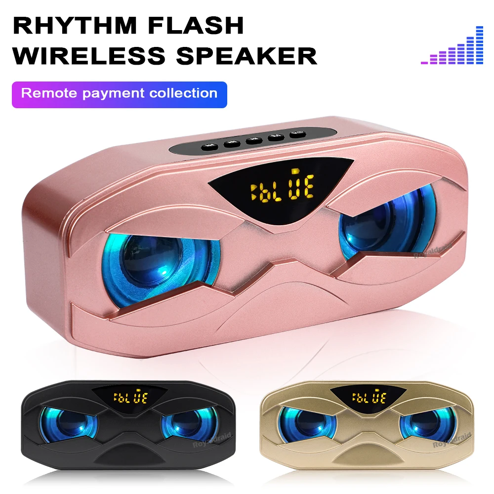 NEW M5 Cool Robot Design BT-Compatible Speaker LED Flash Wireless Loudspeaker FM Radio Alarm Clock TF Card Support Subwoofer