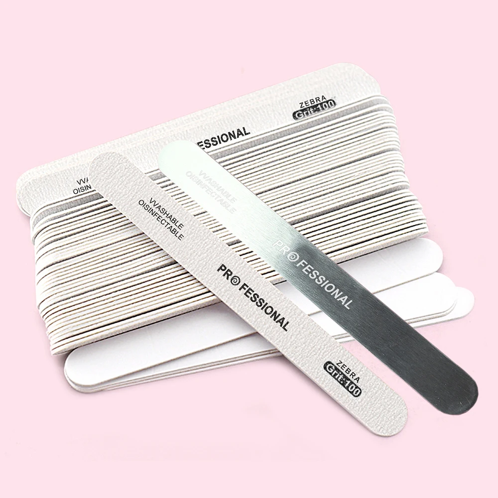

100PCS Nail File Professional Reusable Peel And Stick Nail Files Replaceable Emery Board 100 180 Grit Nail Files Manicure Tools