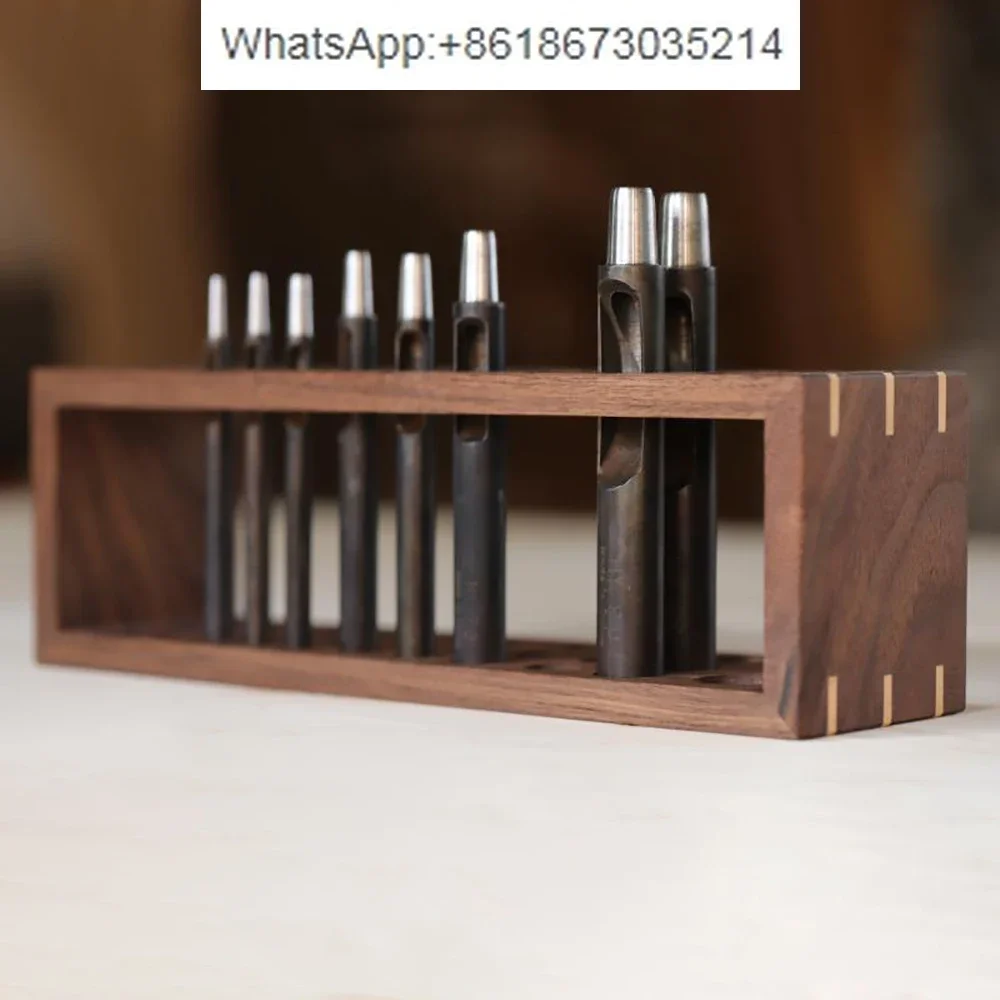 Leather Punch Tools Rack High-End Black Walnut Leathercraft Tools Storage Bracket Mortise and Tenon Joint Structure