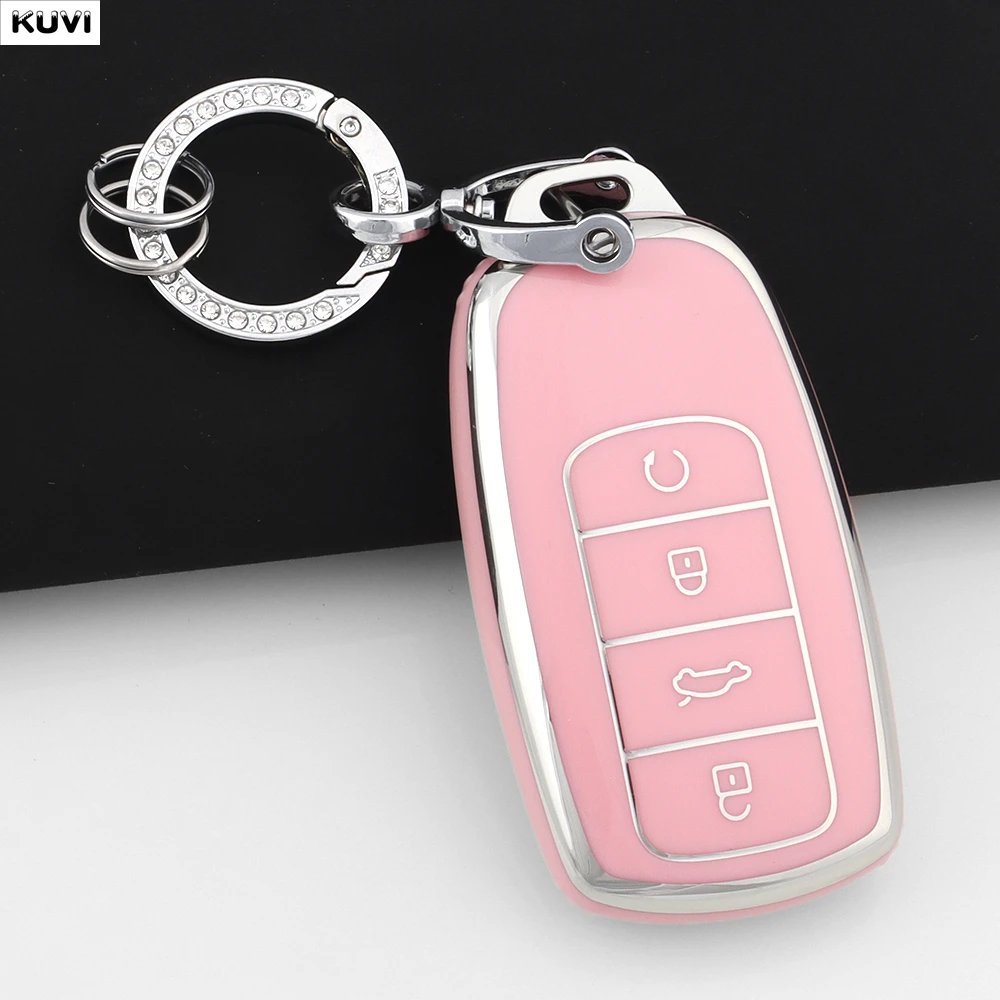 

Pink TPU Car Key Case Cover For Chery Tiggo 8 Pro Tiggo 8plus New 5 Plus 7pro Omoda 5 Keychain Protector Shell Fob Accessories