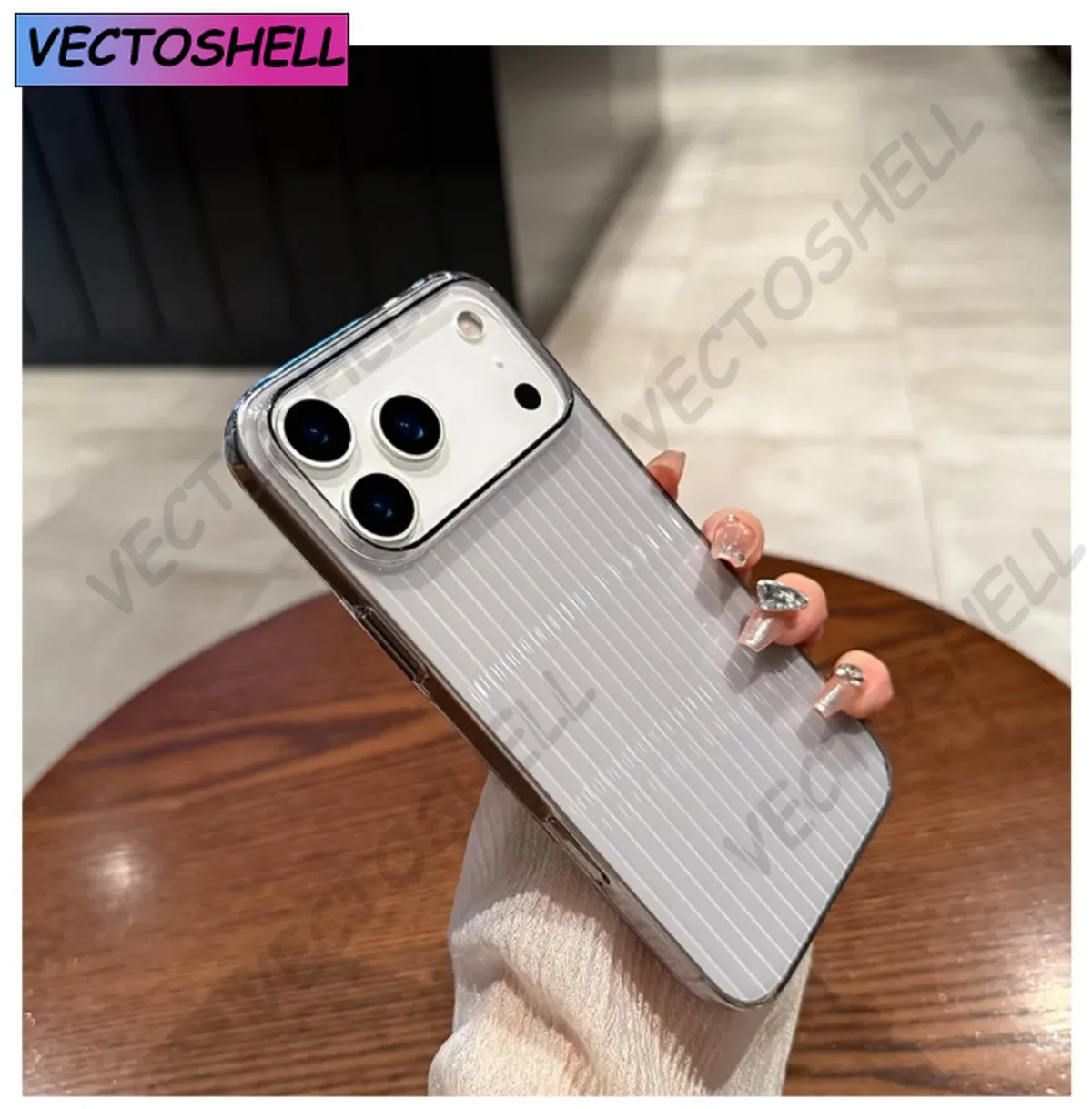 17 Pro Max Luxury Transparent Corrugated Pattern Ultra Thin Case Untuk iPhone 17 Air 16 15 14 Pro Max Plus Shockproof Soft Cover