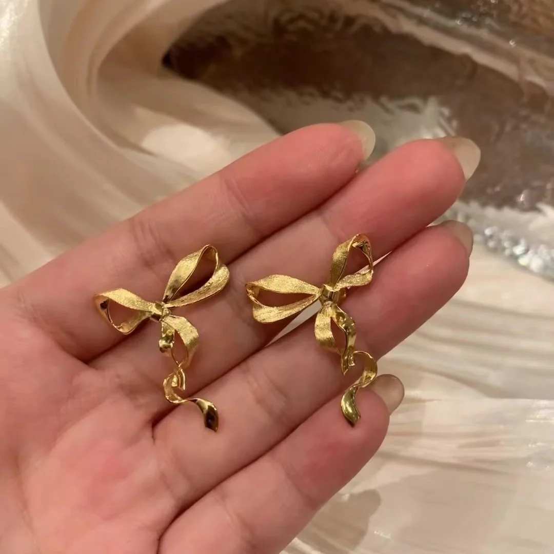 Bucci Craft Girlish 925 Silver Ribbon Drop Dangle Tassel Earrings Gold Rigato Bruchsed Belt Cuff Climber Buckle Earring Jewelry