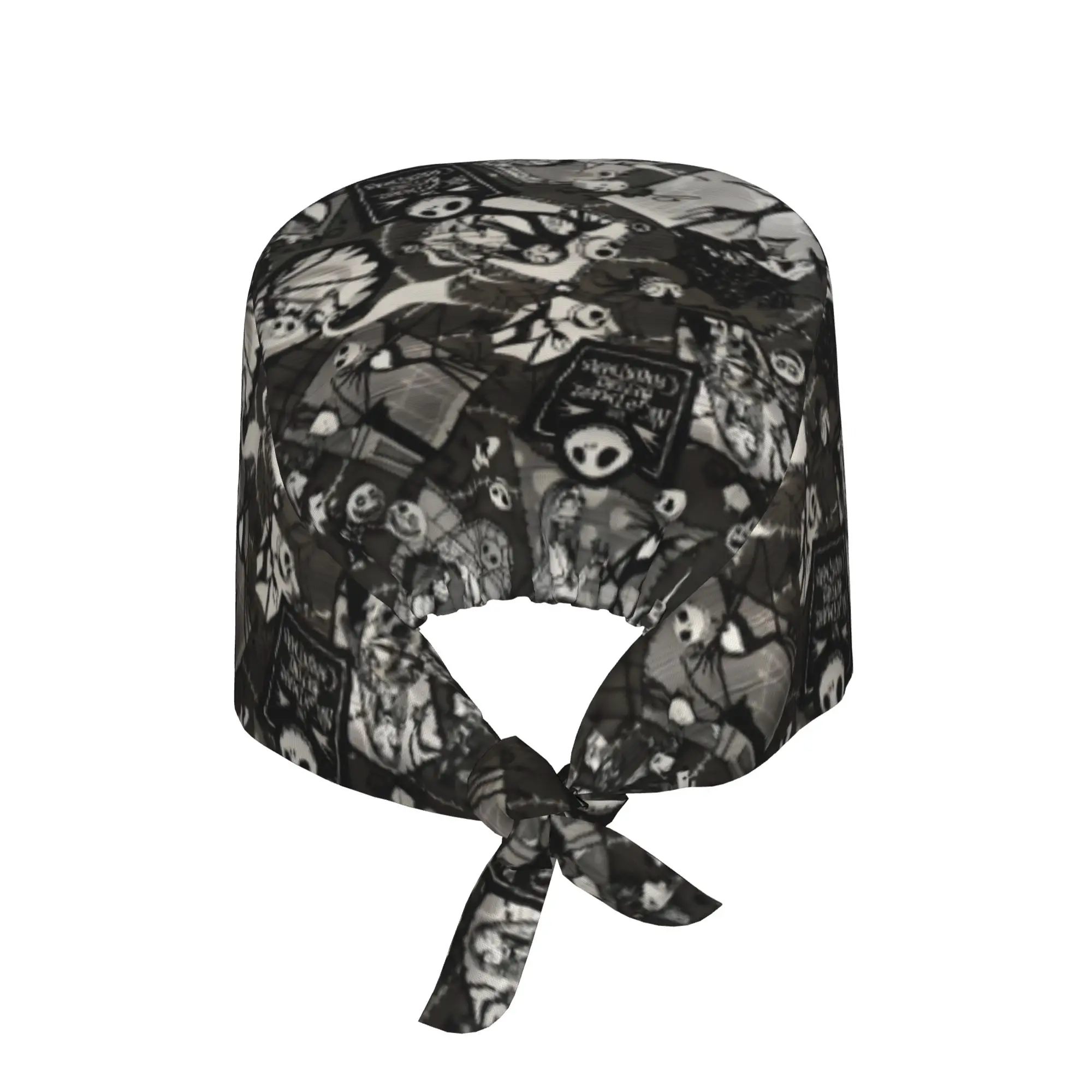 Custom Skellingtones Skull Scrubs Cap Surgical Hats Women Men Halloween Cartoon Operating Room Cap Nursing Cap Lab Works Hat