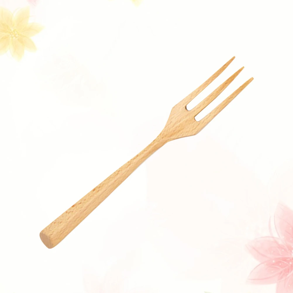 

Reusable Beech Fork Wooden Utensils Eco Friendly Healthy Smooth 3 Teeth Perfect Home Restaurant Kitchen Gadgets Western