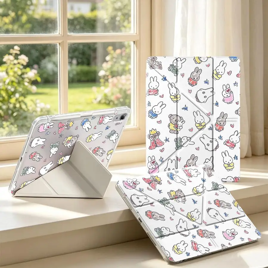 With Pen Slot Cover Tablet Case For Samsung Galaxy Tab S7 FE S10 Lite A9 Plus S9 Plus A8 A11 S8 Bunny Bear