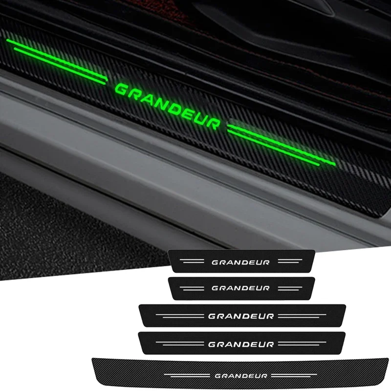 for Hyundai Grandeur Logo Verna Aslan IX25 I20 IX30 IX45 Luminous Car Door Sill Stickers Threshold Anti Kick Decals Strip Film