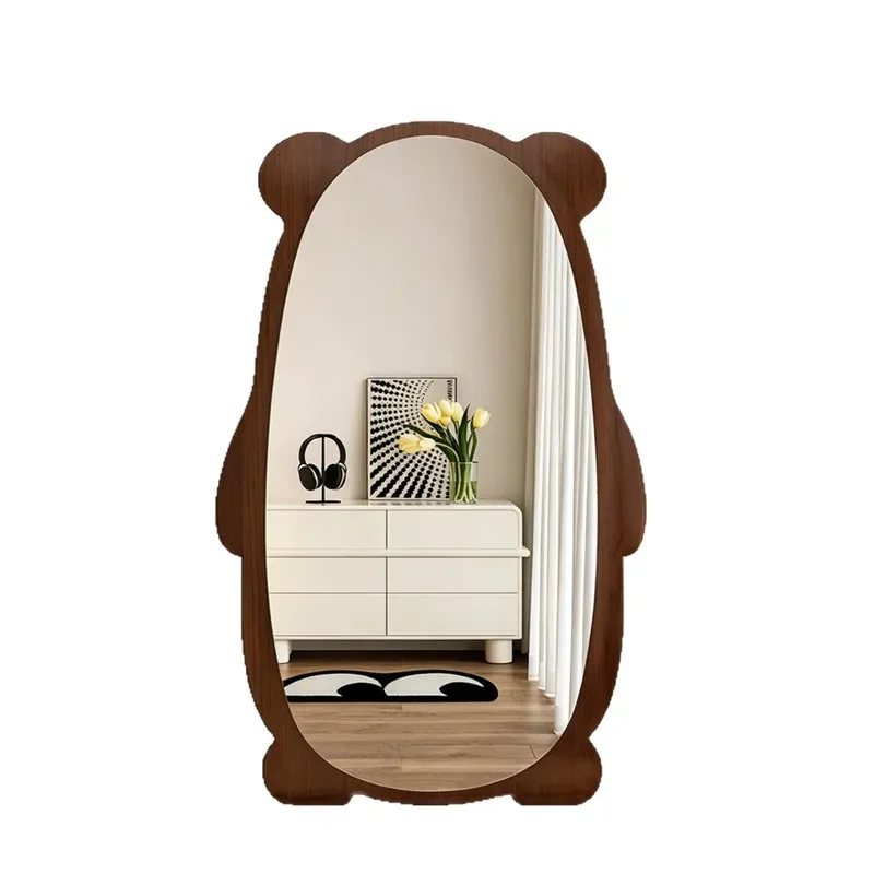 Medieval Bear Shaped Floor to Ceiling Full Body Mirror Explosion Proof Glass for Bedroom Home Decor Unique Wall Mounted