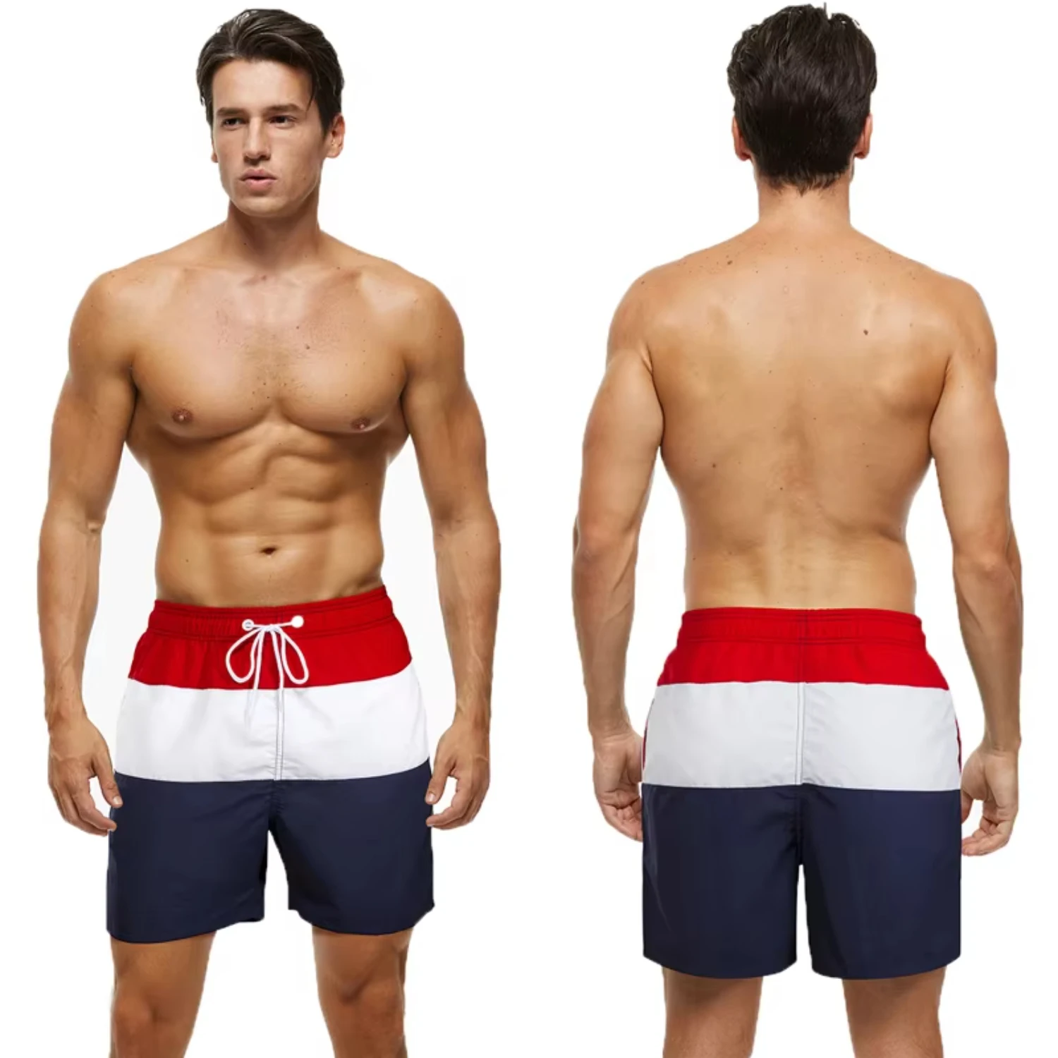 Summer  Swim Shorts Men Quick-Dry Fashion Stripe Surfing Board Sport Gym Beach Breathable Mesh Liner Male Swimsuit