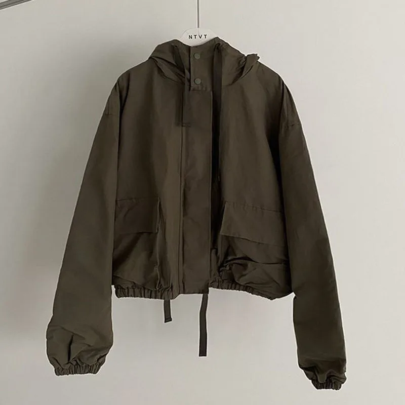 IEFB Neue Stil Mit Kapuze Jacke Frühling Lose Trend Cargo Jacken Zipper Einfarbig Mode Flut 2023 Casual männer Kleidung 9A7586