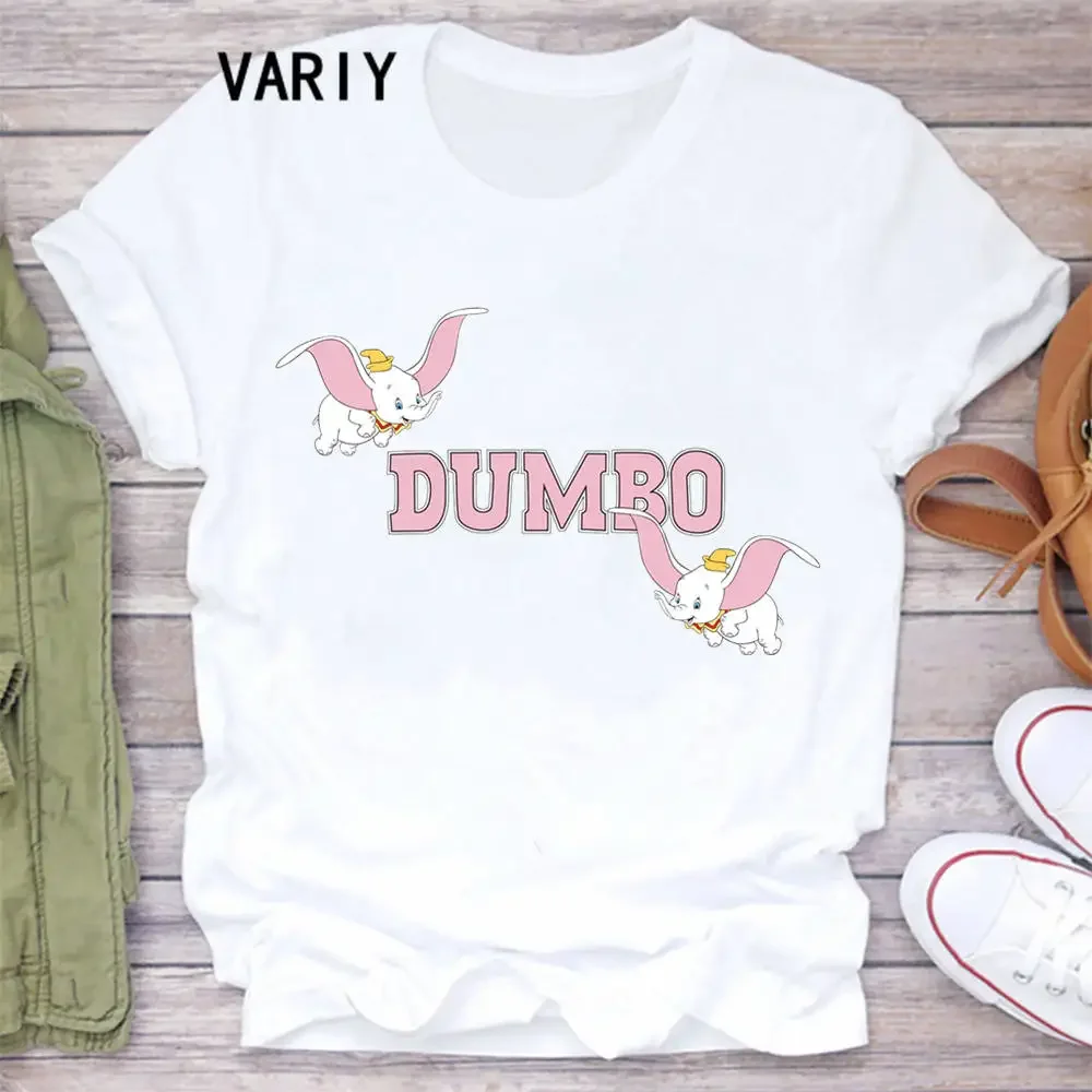 Fly Dumbo Kawaii T-shirt Women Harajuku Aesthetics Cute White Tops Casual Tshirt Print New Summer Fashion Y2k Female T Shirt