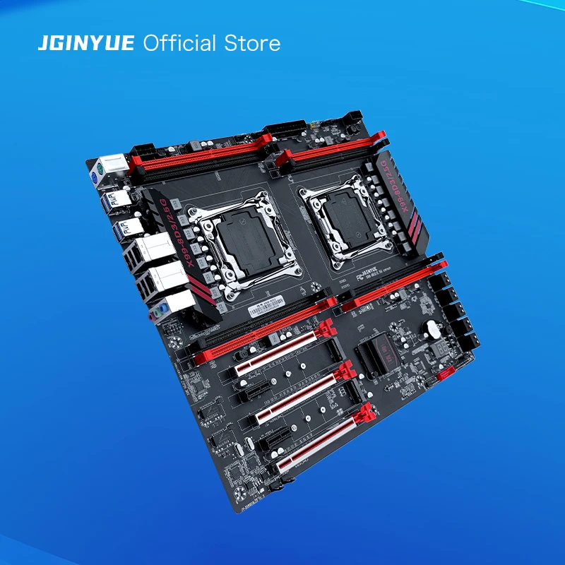 JGINYUE 듀얼 CPU 마더보드, X99, LGA 2011-3 지원, Xeon E5 V3 V4 CPU DDR3 메모리, 8 채널 듀얼 2.5G 네트워크 카드 X99-8D3