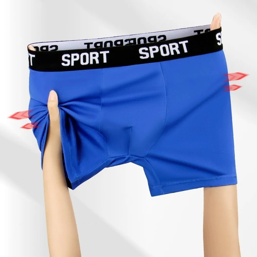 Quick Drying Solid Color Men's Underwear Breathable Mid Waist Boxer Briefs Lingerie Flat Panties Cycling
