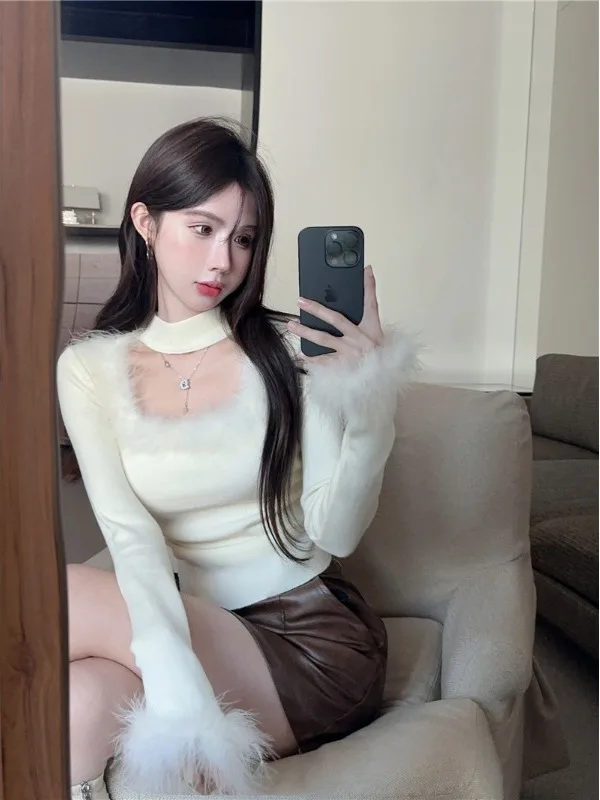 Design Sensation Sweet And Spicy Plu ort Sve Long Nebone Slim Fit Top mit quadratischem Kragen Damen Base irt Trendy Sle