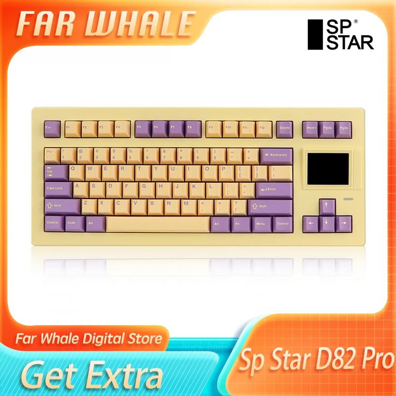 Sp Star D82 Pro Mechanical Keyboard Three Mode Wireless Gaming Keyboard Rgb Gasket Hot Swap Keyboard Display Screen Pc Gamer