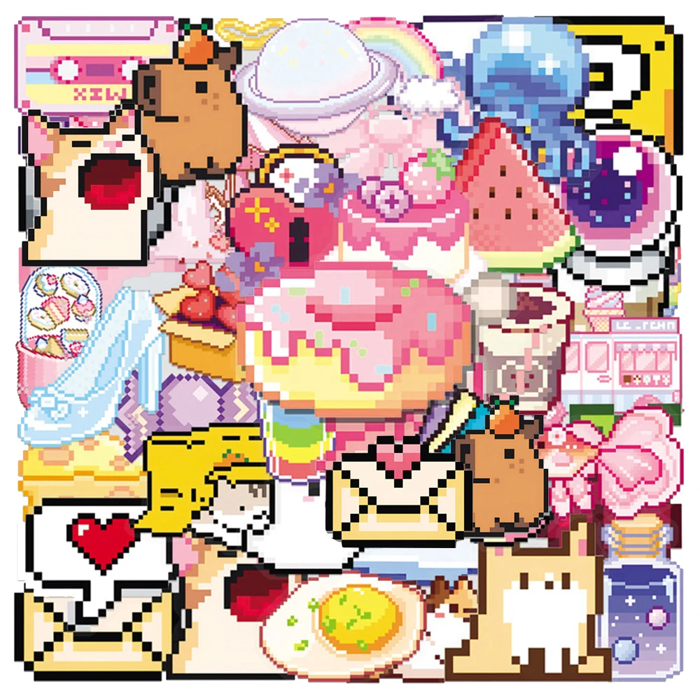 10/30/50 stücke Nette Lustige Cartoon Pixel Ästhetische Aufkleber Aufkleber DIY Laptop Telefon Kühlschrank Tagebuch Scrapbooking Dekoration Aufkleber