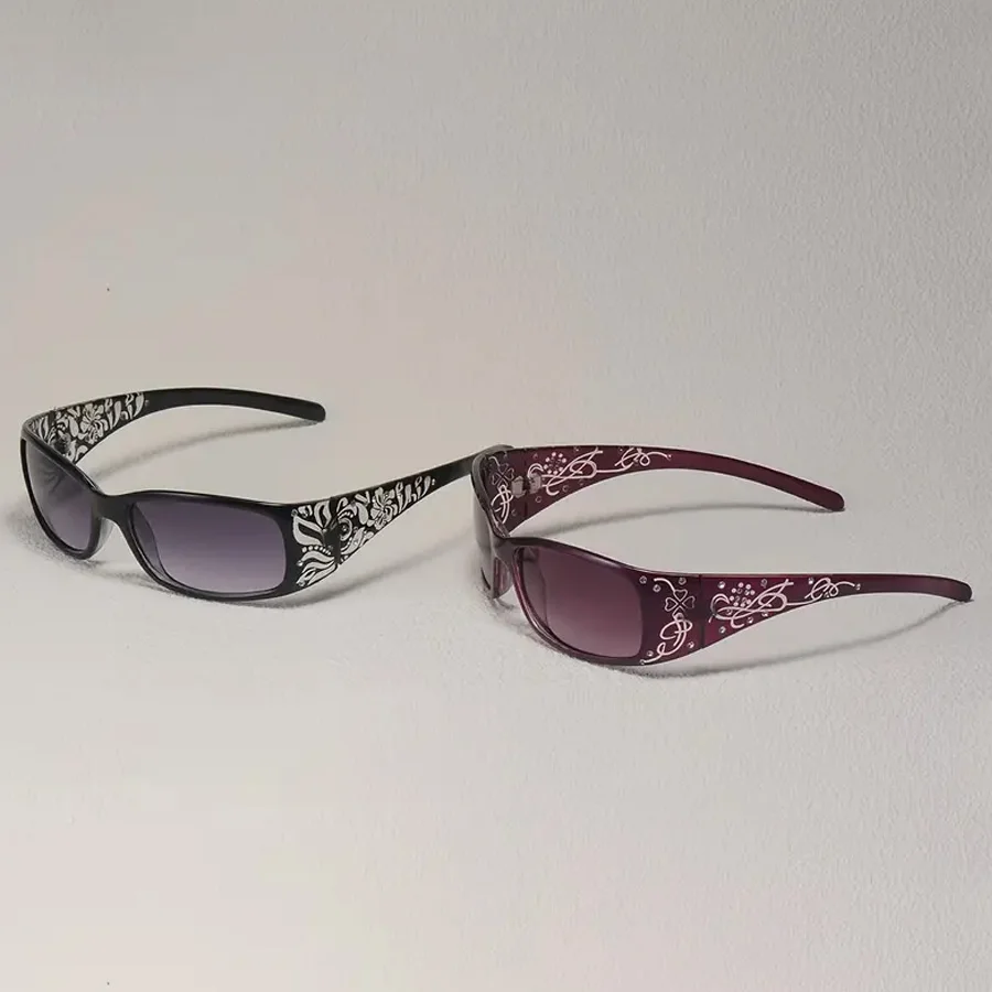 

2 шт., женские Винтажные Солнцезащитные очки Y2K с классическим узором