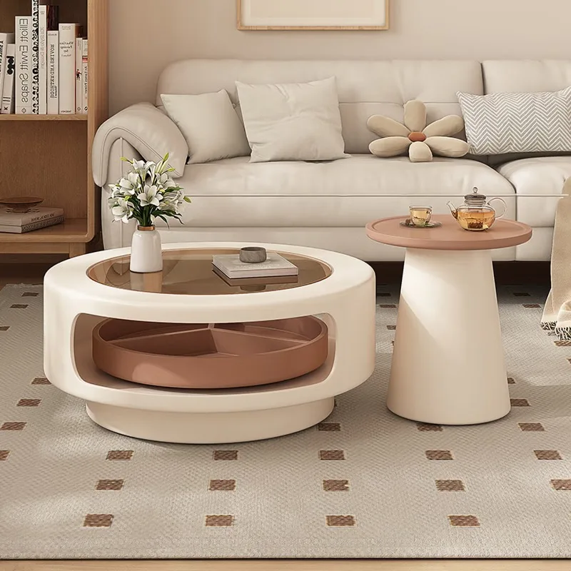 small apartments cream style designer creative rotating coffee table rotating coffee table side table combination
