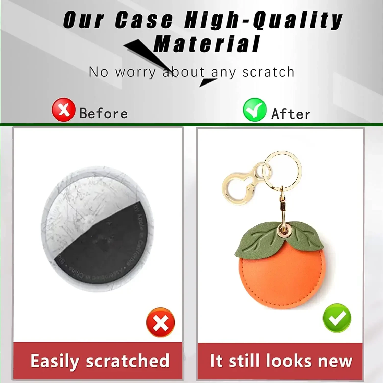 Leather Keychain Holder Case for Apple AirTag Cute Protective Air Tag Cover Keychain Ring Anti-Scratch Finder GPS Tracker Case