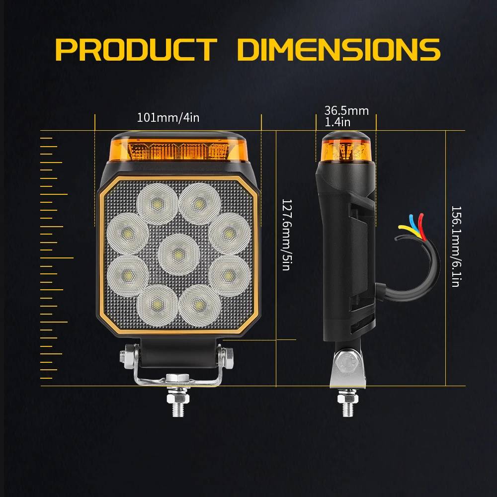 CO LIGHT Proiettore stroboscopico da 4 pollici 9-32V Auto Led Luce da lavoro Avvertimento DRL per Jeep Camion Barca Trattore ATV Offroad 4X4 Barra LED