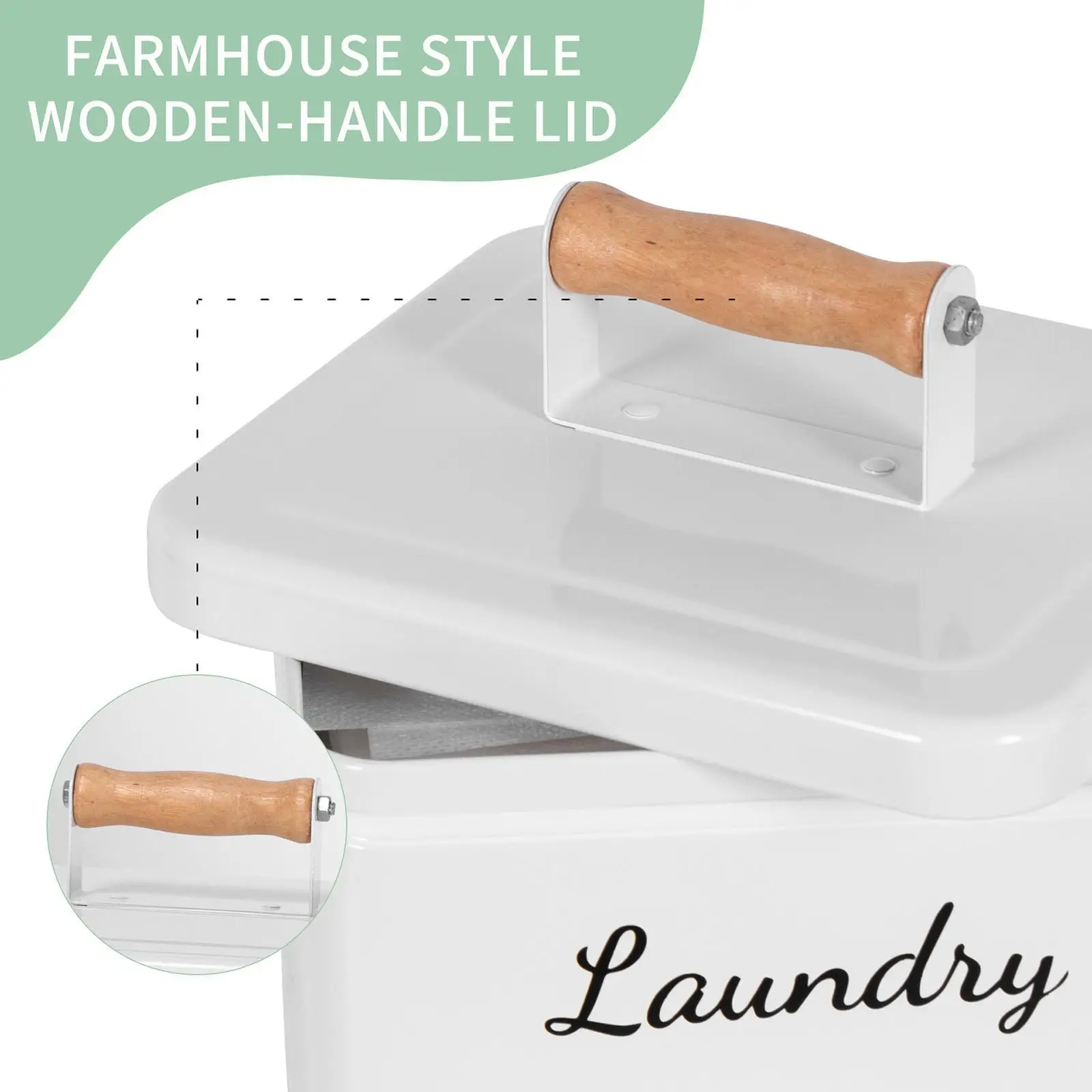 Laundry Pods Container Laundry Pods Organizer Multiuse Dustproof Sturdy Desktop Wooden Handle for Wash Room Dorm Farmhouse