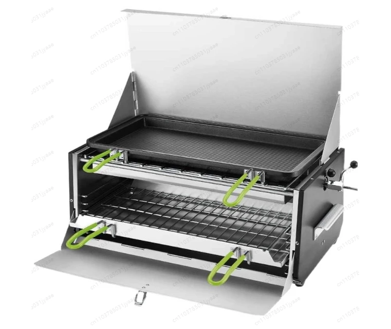 Send Baking Pan + Gas Converter Head, Outdoor Barbecue Grill, Smokeless Gas Dual-purpose, Portable Folding Self-driving Box