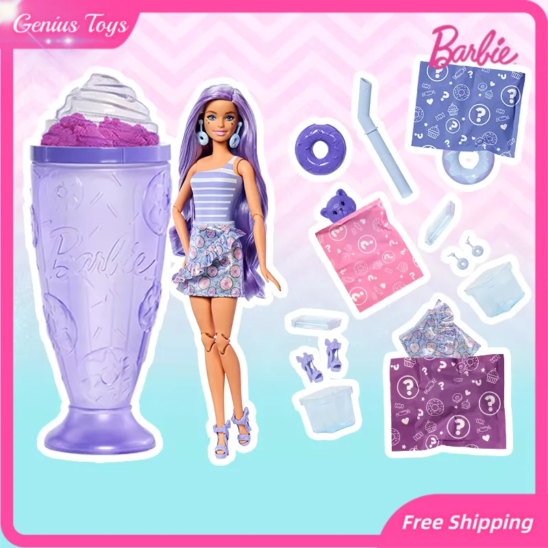 Echte Barbie Pet Milk Cap Surprise Doll Set met schattig romig huisdier en stijlvolle outfits voor meisjes Unboxing Rollenspel Cadeauspeelgoed