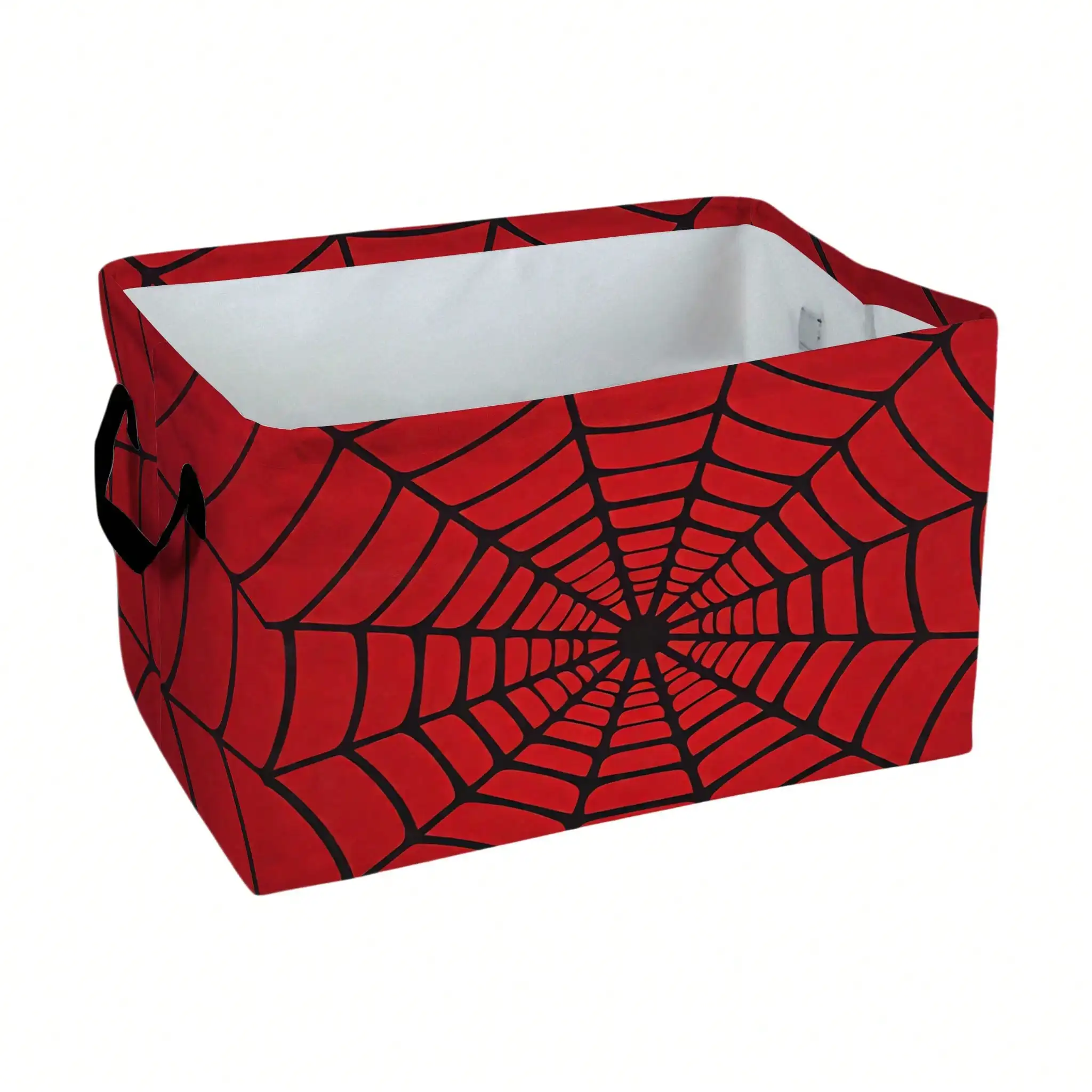 1pc Red Black Web Pattern Storage Baskets Storage Boxes Home Decor Storage Clothes Organization And Storage Home Decor Storage Holiday Gifts For New Year, Red Spider Web Organizing Basket,Halloween Decorations And Gifts