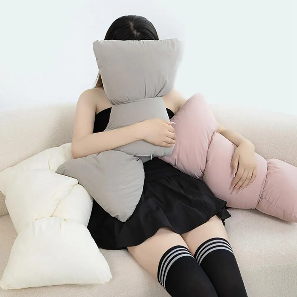 Knotted Pillow Soft Plush Fabric Pillow Knotted Bow Shape Pillow Cushion Soft Touch Solid Color Decorative Cushion Padded