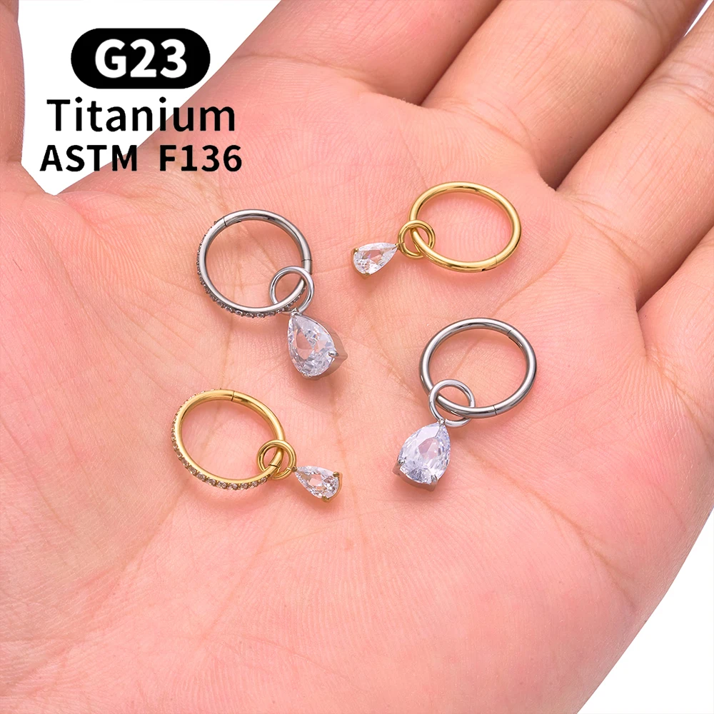 ASTM F136 Titan Birnenherz Kite CZ Drape Rook Ohrring 16G Clicker Hoop Knorpel Tragus Conch Lobe Helix Piercing Schmuck – Detail 20