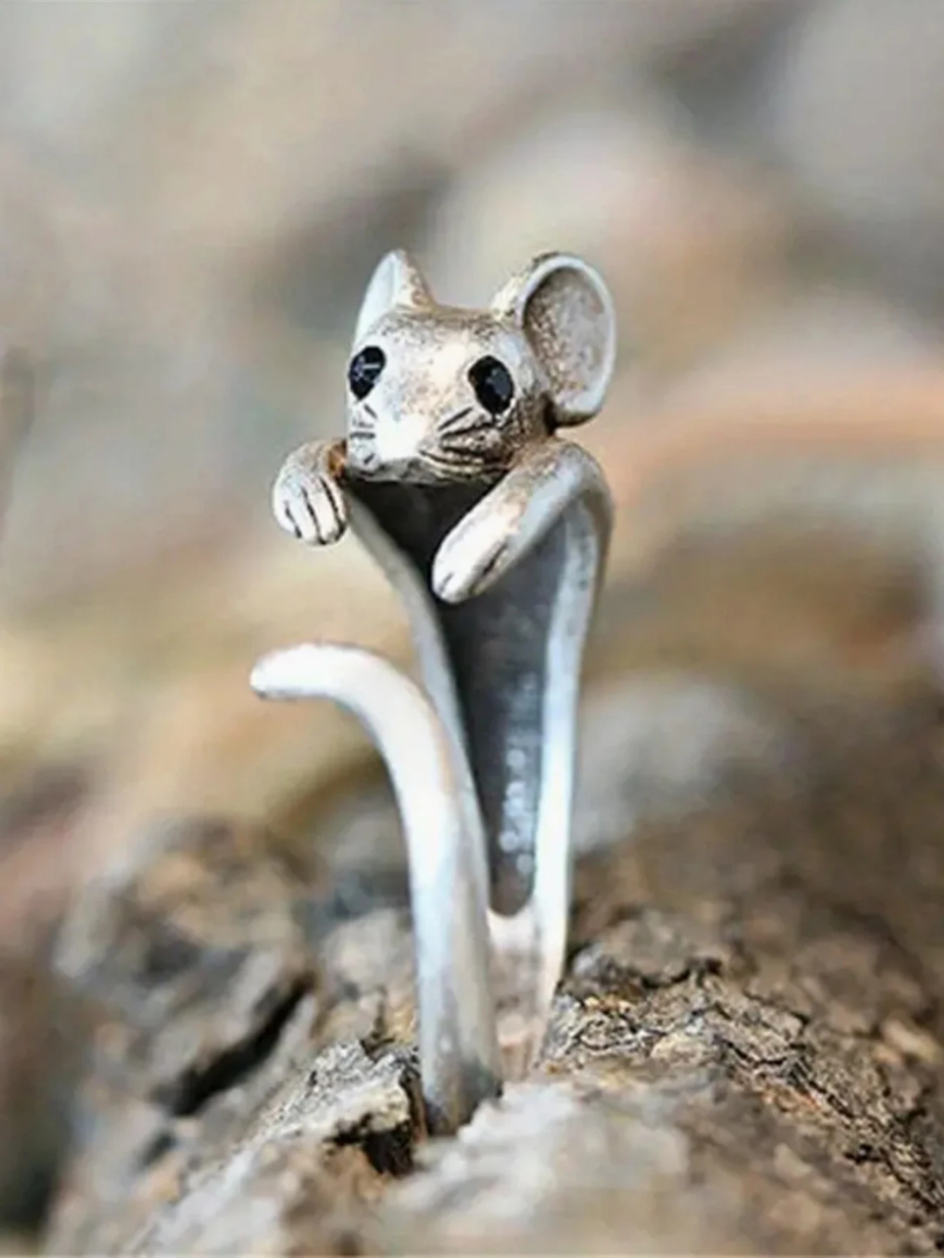 Cute Rat Ring Silver Plated Adjustable Cuff Ring Lovely Gift For Teen Girls Match Daily Outfits Special Party Decor