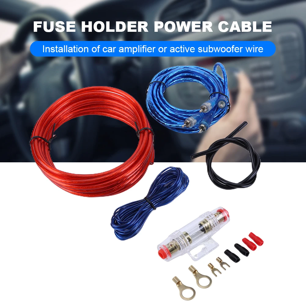 1500W Car Audio Speakers Wiring Kit 18GA RCA Subwoofer Power Amplifier AMP Wiring Fuse Holder Wire Cable Vehicle Modification Pa