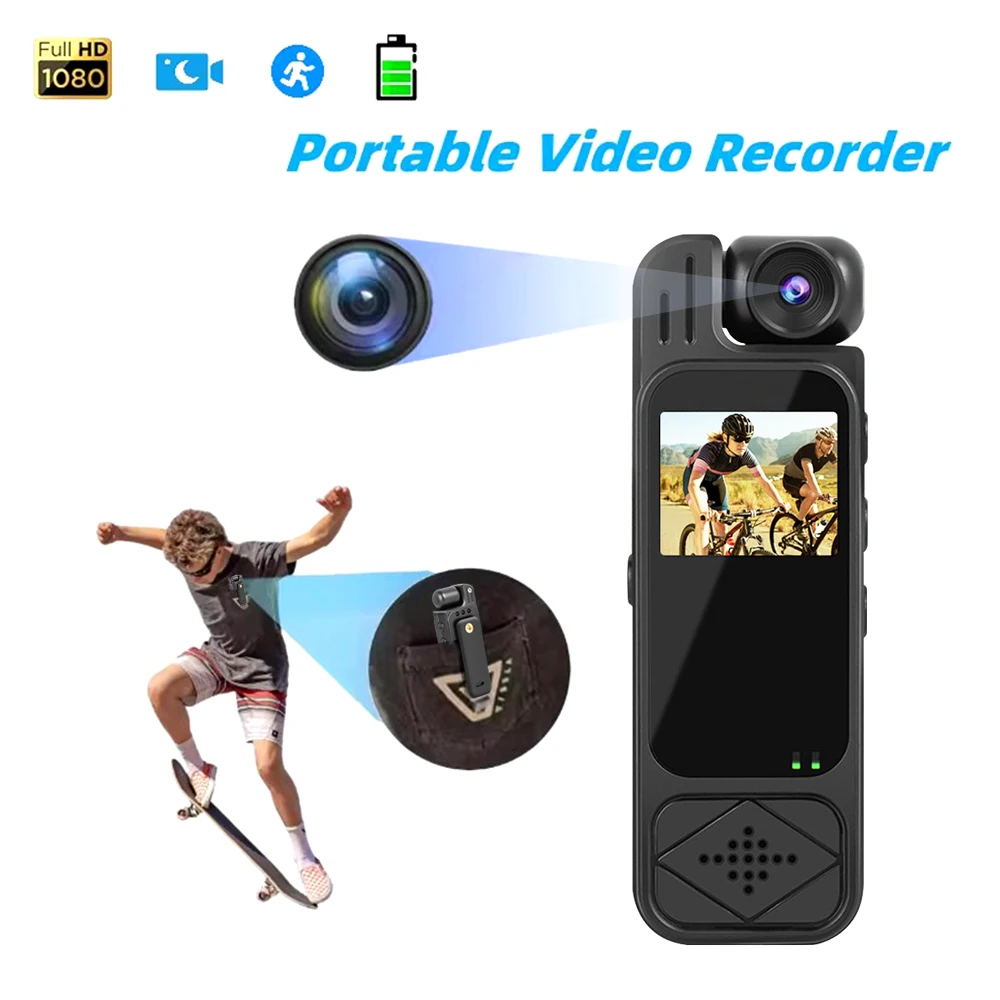 1080P كاميرا رياضية HD مسجل فيديو صغير محمول كاميرا يمكن حملها بالجسم الأشعة تحت الحمراء للرؤية الليلية كاميرا لركوب الخيل في الهواء الطلق التنزه اطلاق النار سجل