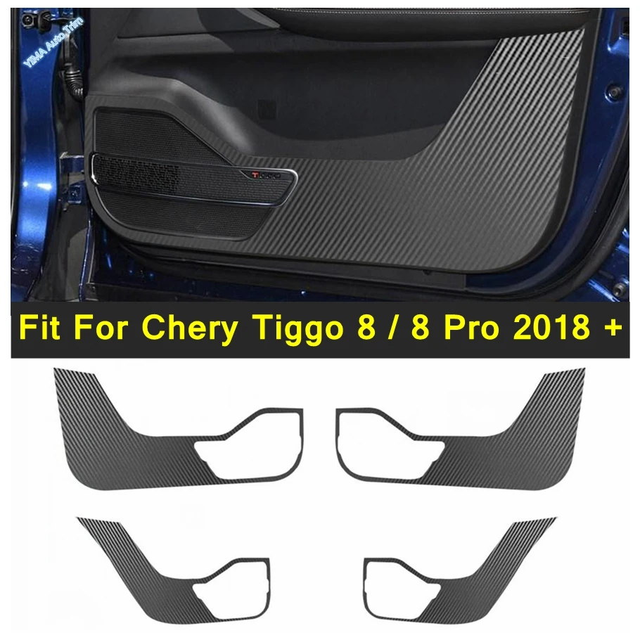 

Carbon Fiber Look Car Door Anti Kick Pad Side Mat Protector Cover Sticker 4PCS For Chery Tiggo 8 / 8 Pro 2018 - 2022 Interior