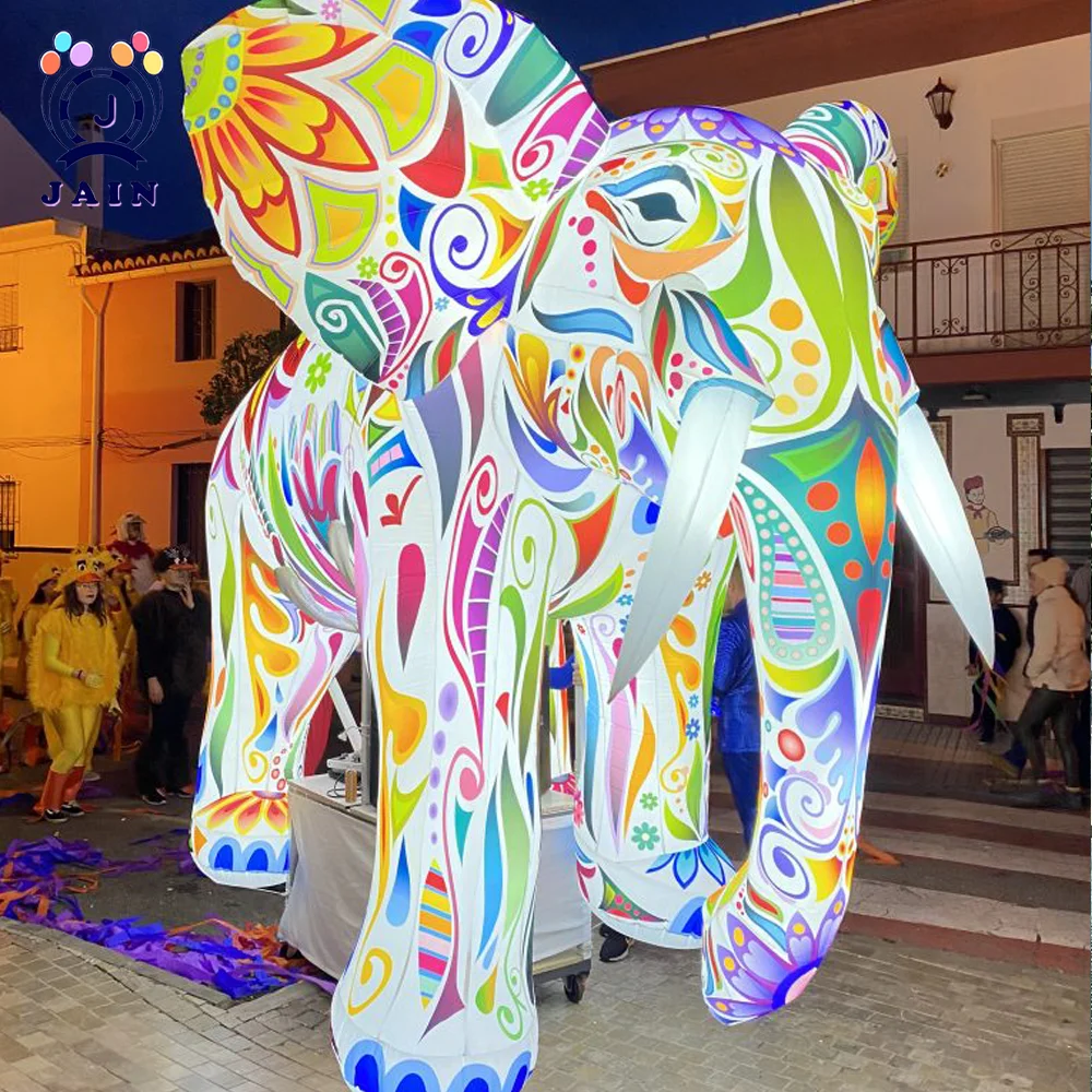

Colorful Giant Inflatable Elephant With Led Lights Large Inflatable Animal Cartoon For Outdoor Advertising Parade Events