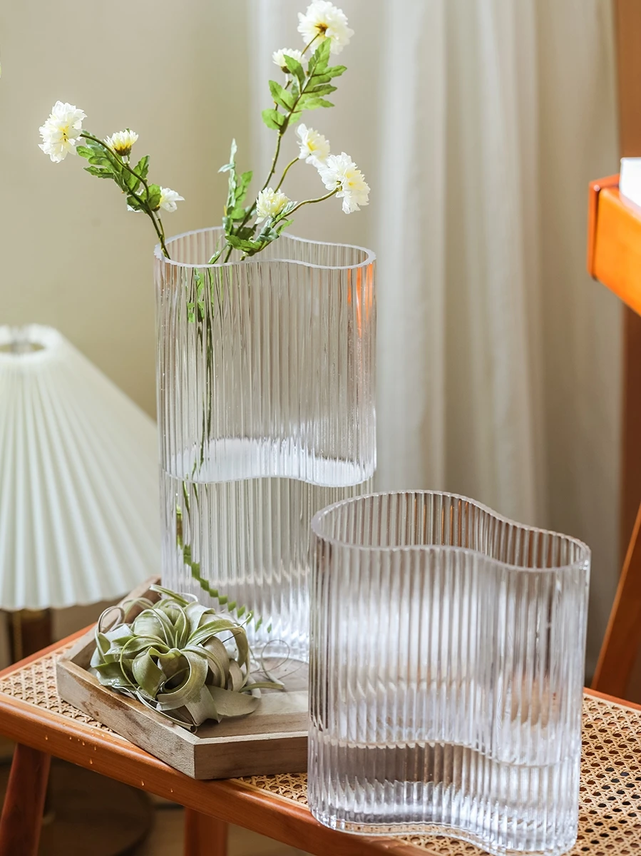 Light Luxury Transparent Glass Vase Home Decoration Decoration Flower Arrangement Desktop Hydroponic Large Diameter Vase