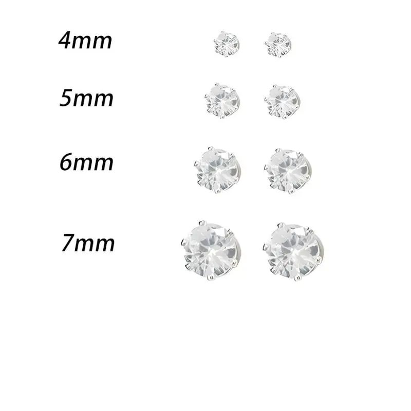 No Piercing Magnetic Ear Studs Shiny Cubic Zirconia 1/2Pcs Comfortable Ear Clips for Date Wedding Party