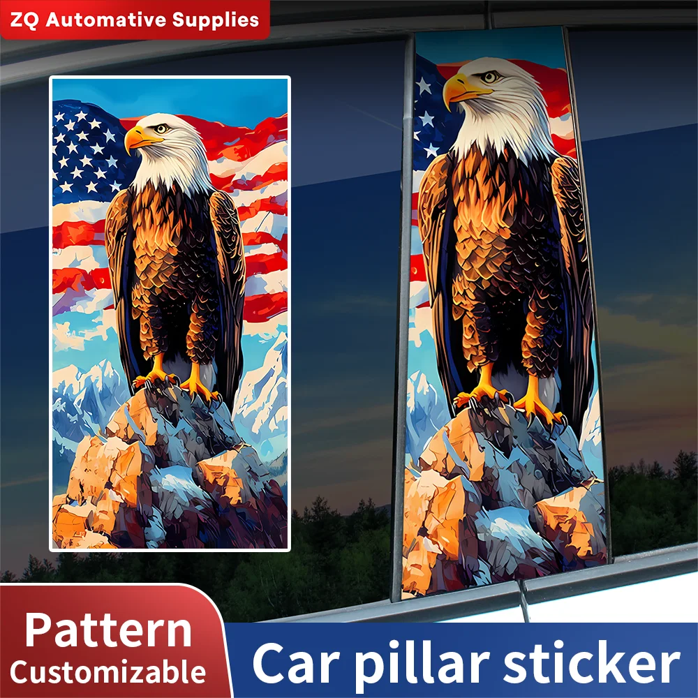 

2Pcs American Flag Eagle Car B Pillar Stickers USA Patriotic Vinyl Decals Auto Window Middle Pillar Wrap Cool Car Accessories
