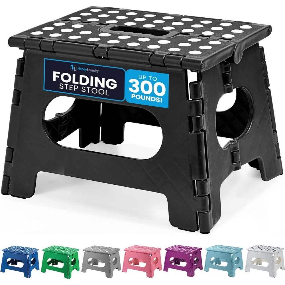 

Folding Step Stool Is Sturdy Enough To Support Adults and Safe Enough for Kids with One Flip, 9-Inch Step Stool