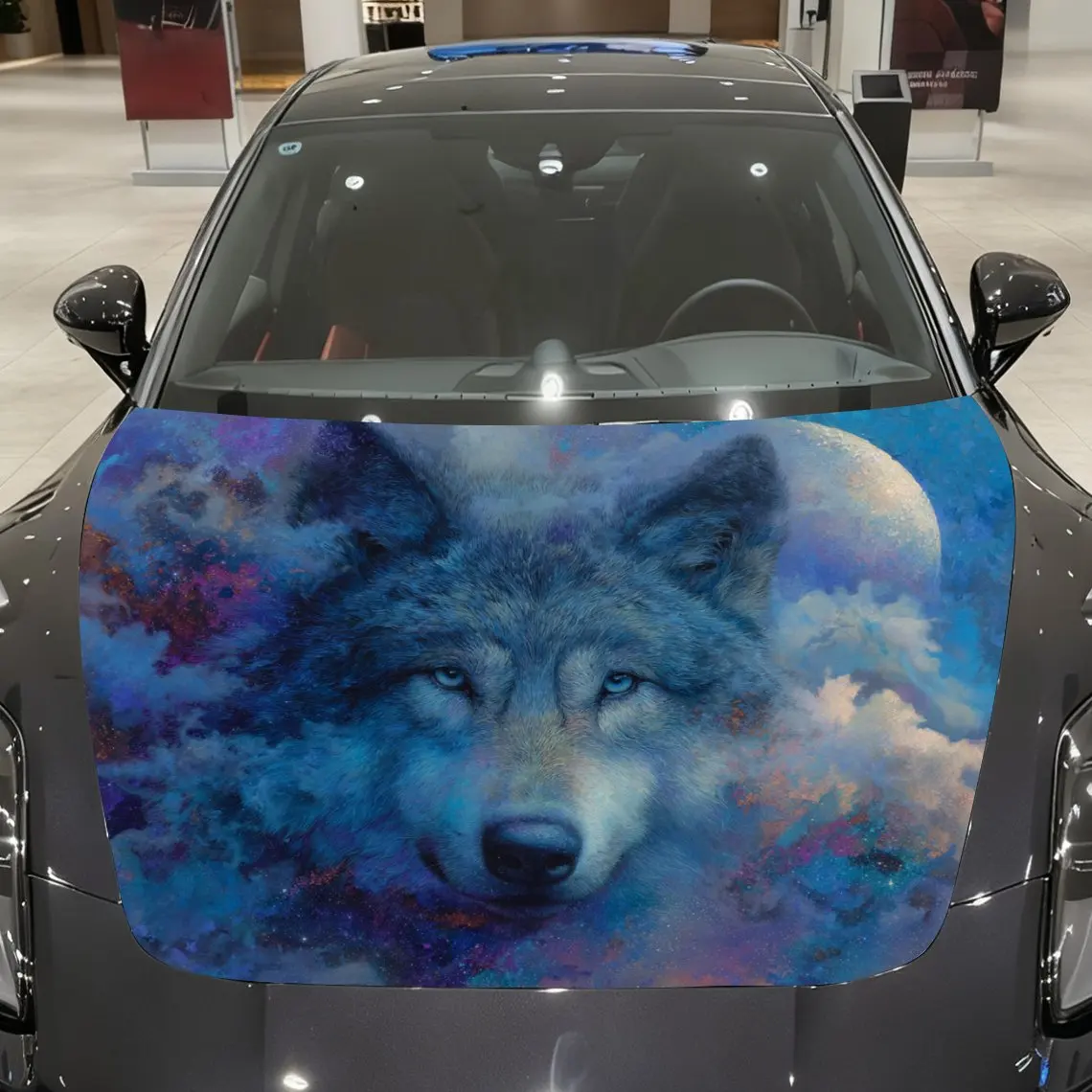 

Colorful Wolf Car Wrap - Durable PVC Vinyl, Fits Most Vehicles, Hood Protector Film, Majestic & Powerful Design, Ideal Gift For