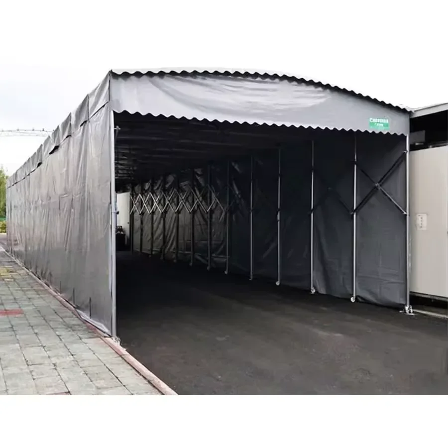 2024 OEM hot sale movable push-pull activity sliding awning, outdoor large warehouse storage tent factory outlet