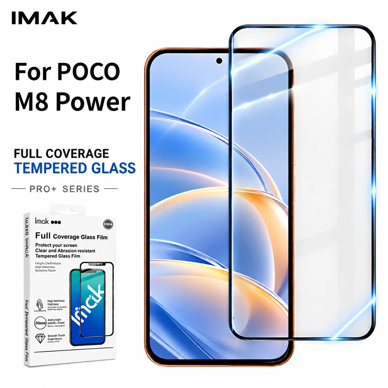 Tempered Glass For POCO M8 Power 5G Global Support Fingerprint Protector Film HD Clear FM0003